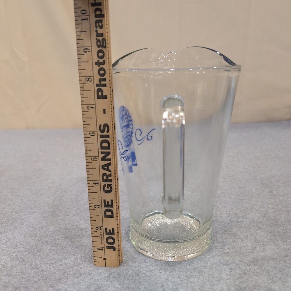 Vintage Pabst Blue Ribbon Beer Glass Pitcher Clear PBR Barware Logo Scroll - Picture 4 of 4